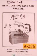Acra-Acra Rong Fu, 1018SR & 1018SRV, Metal Band Saw, Operations & Parts List Manual-1018SR-1018SRV-01